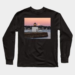 The Harvest Moon Rising on Derby Light Salem MA Long Sleeve T-Shirt